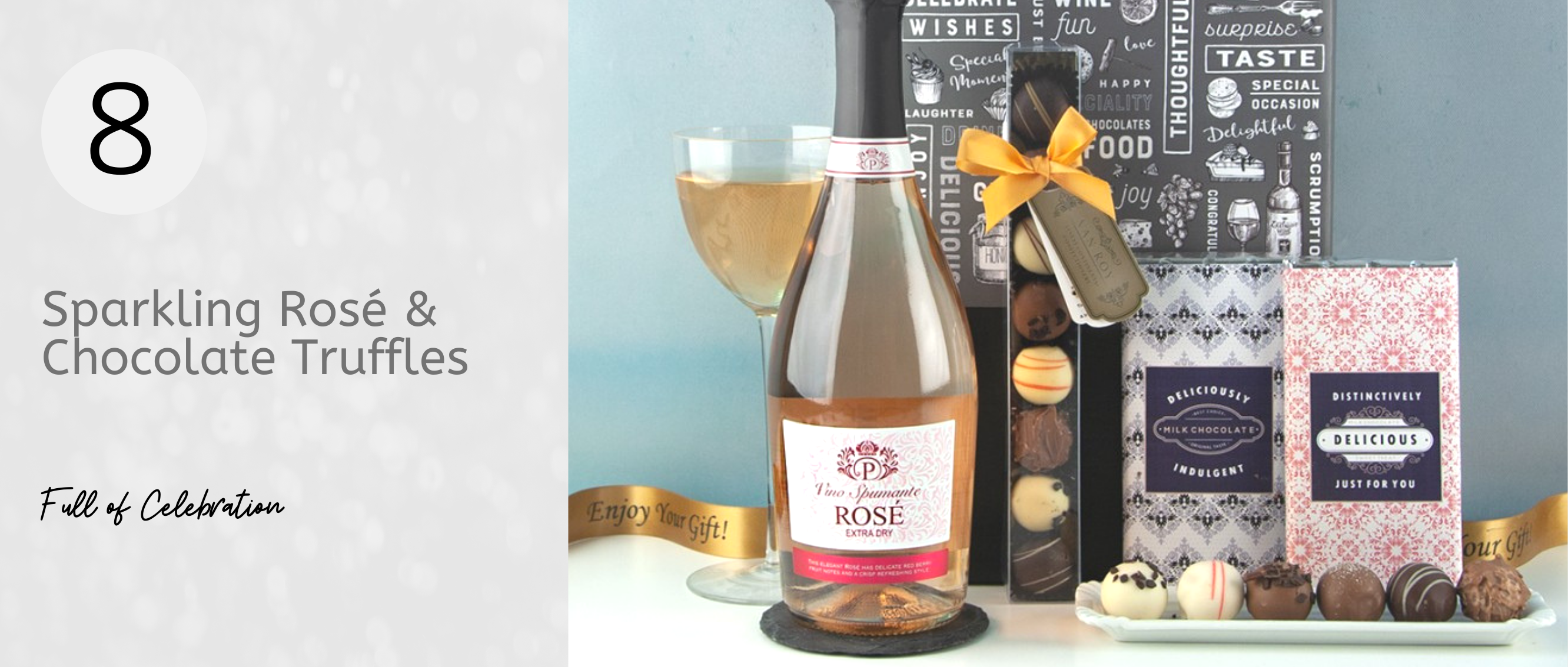 Romantic gift of rose wine and chocolate truffles...